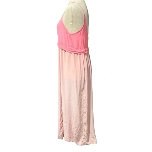 Aritzia Wilfred Pink Silk Two Tone Bisous Midi Dress Small Flowy Feminine Boho - Picture 3 of 11